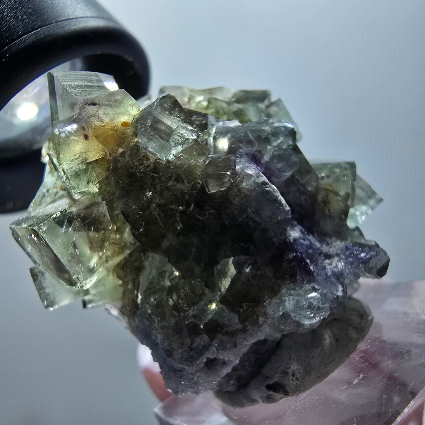 Rare phantom fluorite cube specimen, green-purple, Okorusu, Namibia, 37*33*20mm #11883 