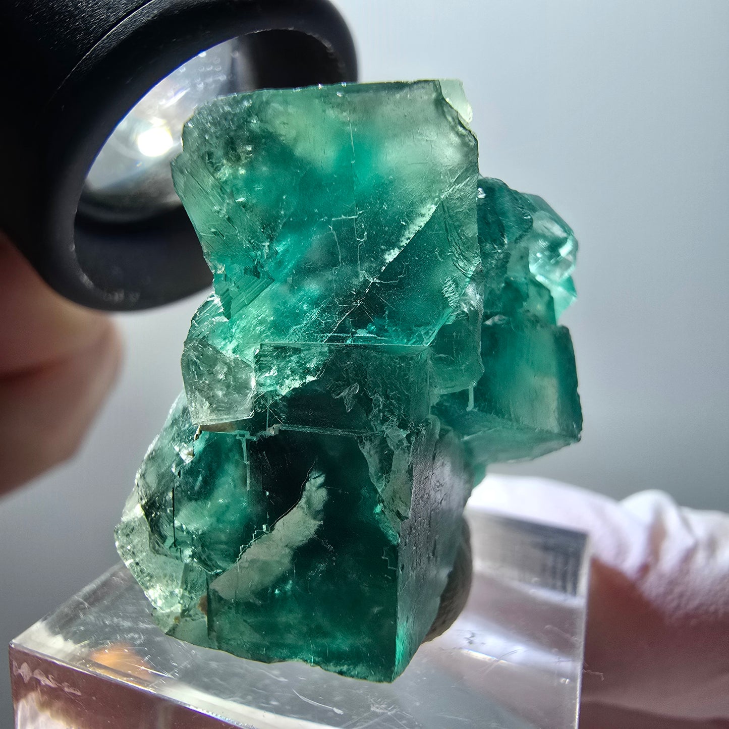 Phantom Fluorite Cube Step, parquet vert Okorusu, Namibie 34*27*14mm #11884 
