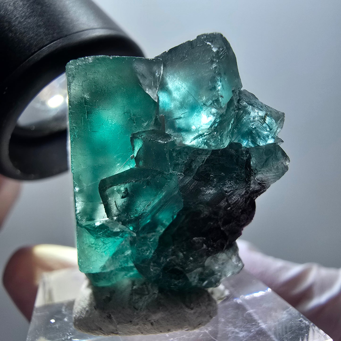 Phantom Fluorite Cube Step, green parqueted Okorusu, Namibia 33*29*16mm #11885 