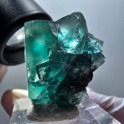Phantom Fluorite Cube Step, green parqueted Okorusu, Namibia 33*29*16mm #11885 