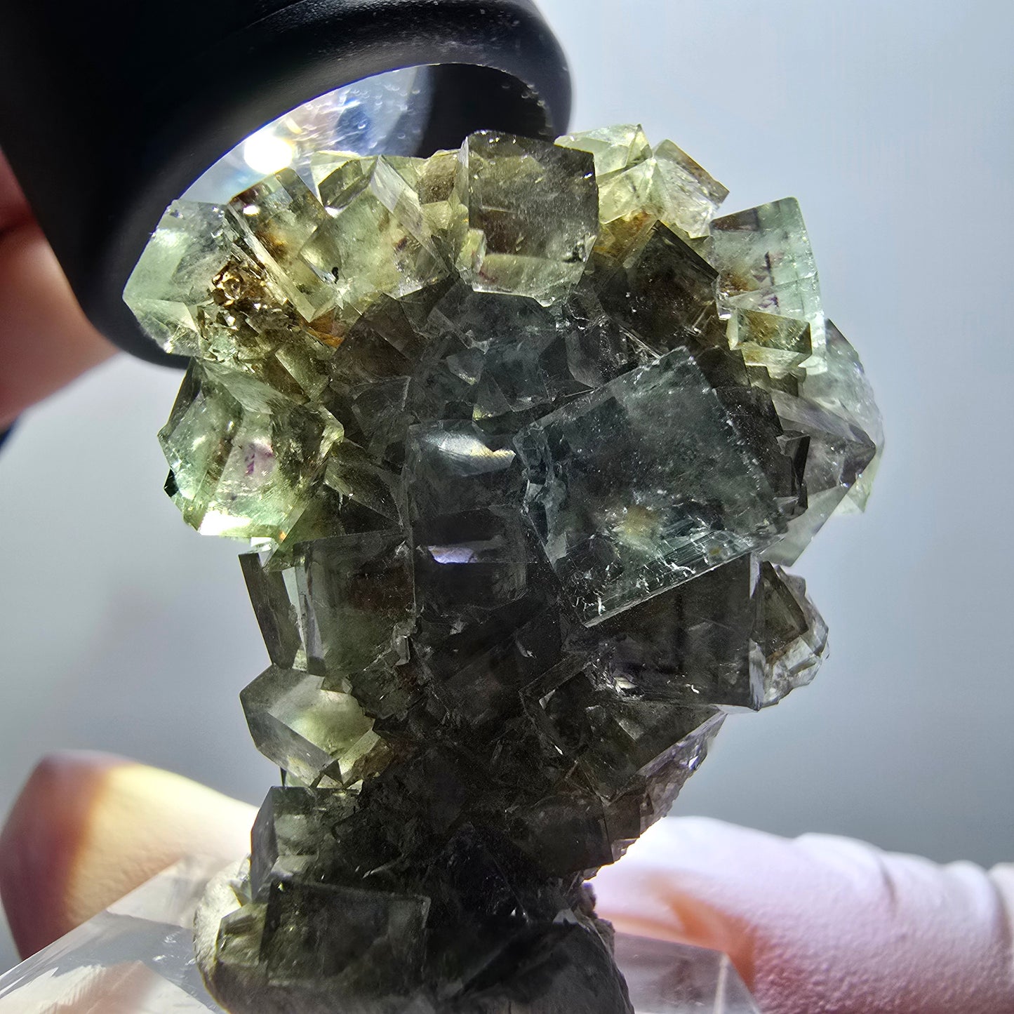 Rare phantom fluorite cube specimen, green-purple, Okorusu, Namibia, 37*34*22mm #11886 