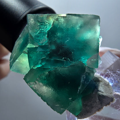 Cube de marche en fluorite fantôme, parquet vert Okorusu, Namibie 35*33*20mm #11888 