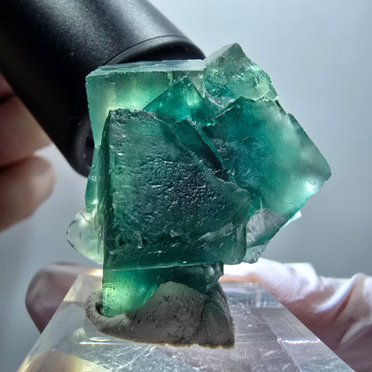 Cube de marche en fluorite fantôme, parquet vert Okorusu, Namibie 35*33*20mm #11888 