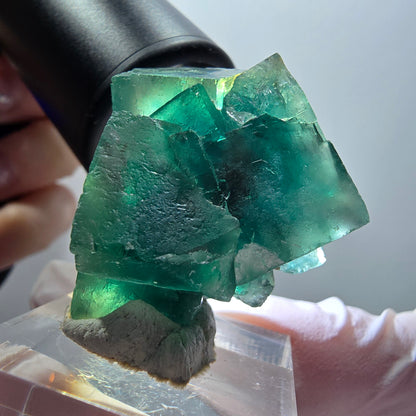 Cube de marche en fluorite fantôme, parquet vert Okorusu, Namibie 35*33*20mm #11888 