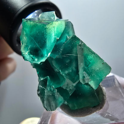 Cube de marche en fluorite fantôme, parquet vert Okorusu, Namibie 35*33*20mm #11888 
