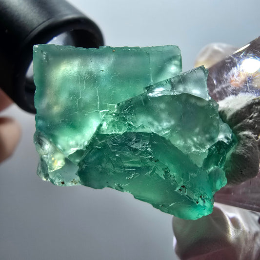 Phantom Fluorite Cube Step, green parqueted Okorusu, Namibia 34*27*18mm #11889 