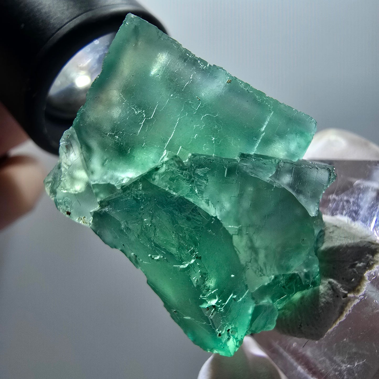 Cube de fluorite Phantom Step, parquet vert Okorusu, Namibie 34*27*18mm #11889 