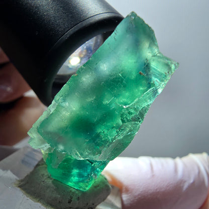 Cube de fluorite Phantom Step, parquet vert Okorusu, Namibie 34*27*18mm #11889 