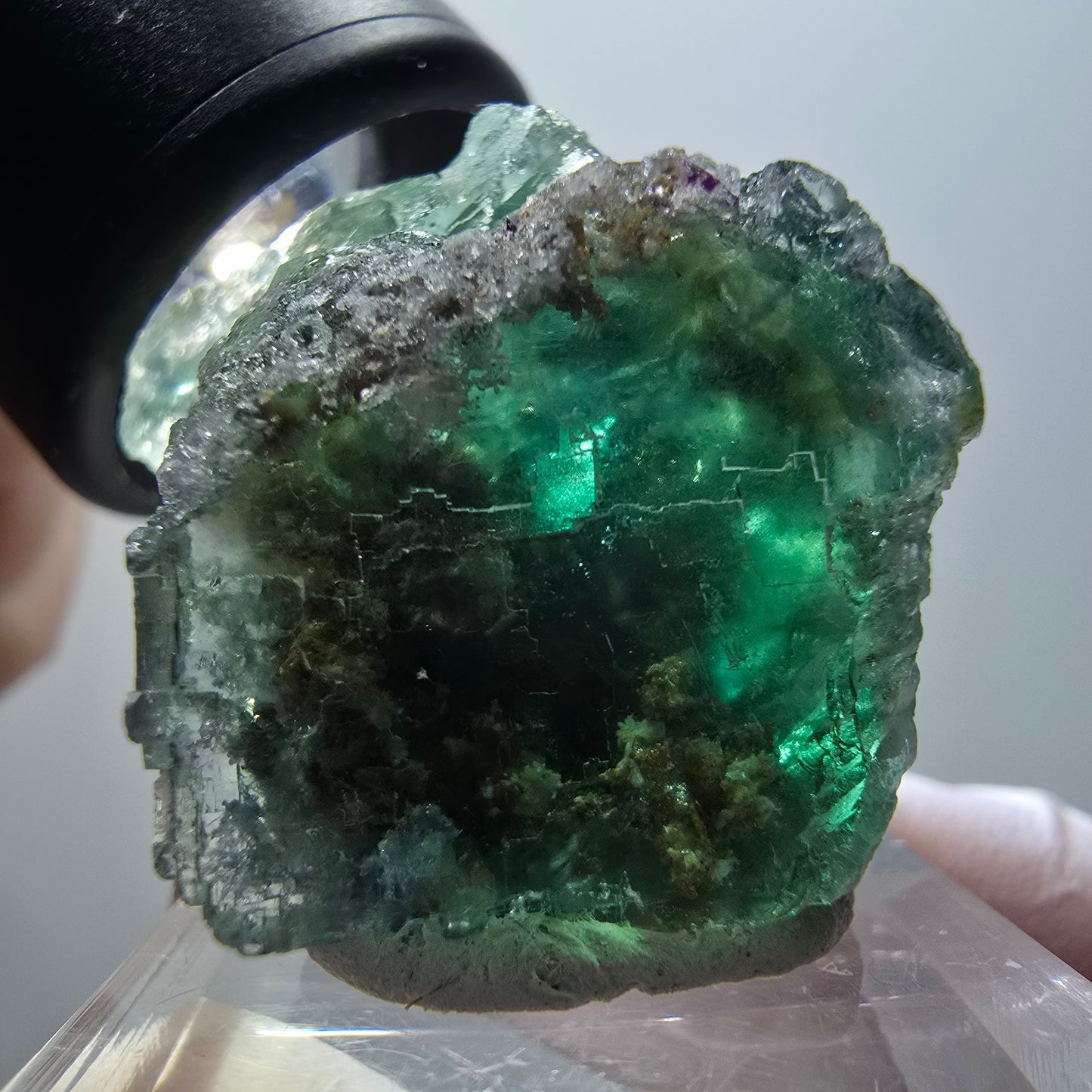 Phantom Fluorite Cube Step, green parqueted Okorusu, Namibia 33*31*27mm #11893 