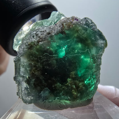 Phantom Fluorite Cube Step, green parqueted Okorusu, Namibia 33*31*27mm #11893 