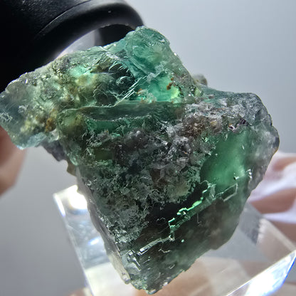 Phantom Fluorite Cube Step, green parqueted Okorusu, Namibia 33*31*27mm #11893 