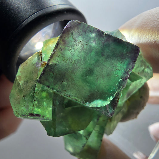 Rare phantom fluorite cube specimen, green-purple, Okorusu, Namibia, 35*35*21mm #11894 