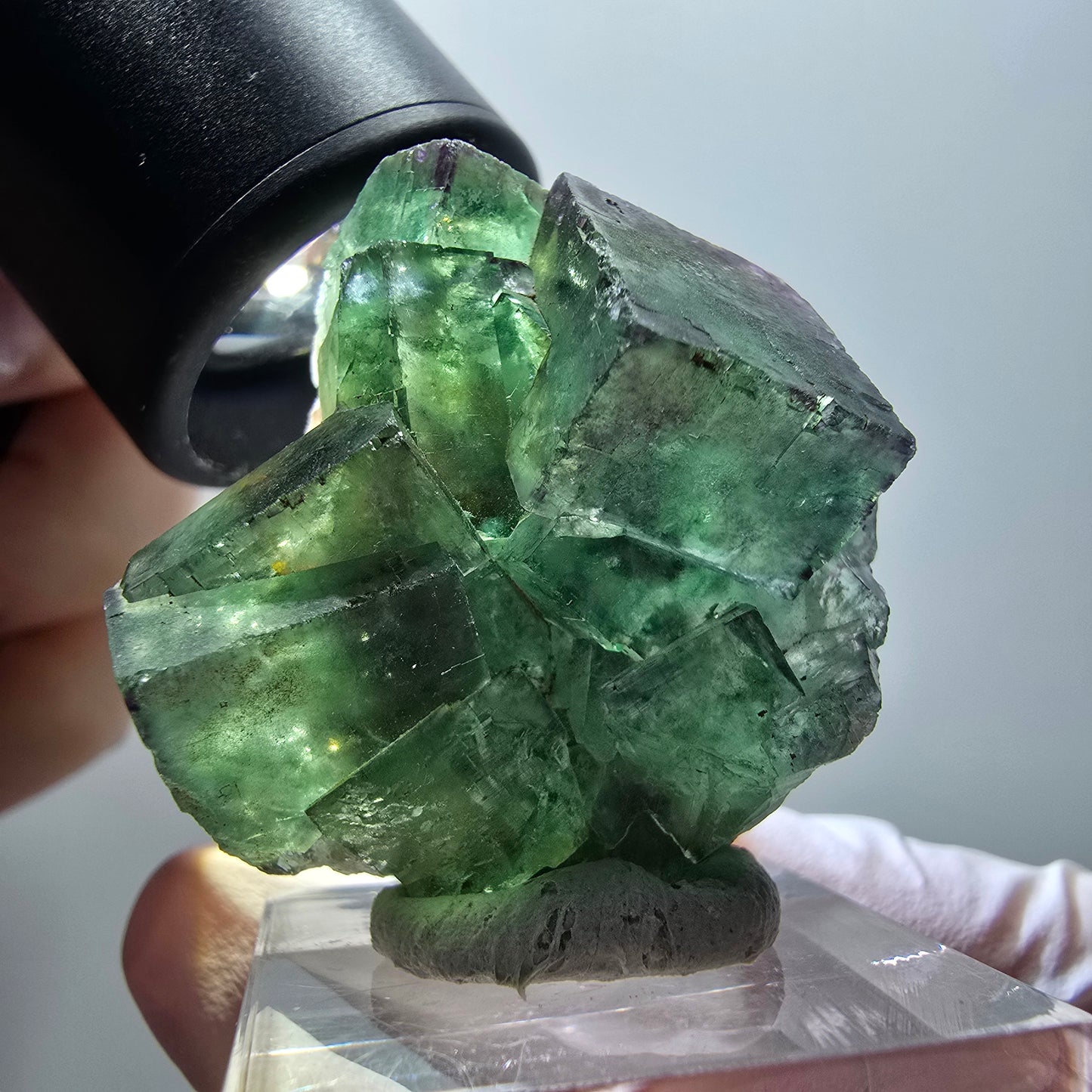 Rare phantom fluorite cube specimen, green-purple, Okorusu, Namibia, 35*35*21mm #11894 