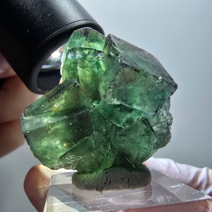 Rare phantom fluorite cube specimen, green-purple, Okorusu, Namibia, 35*35*21mm #11894 