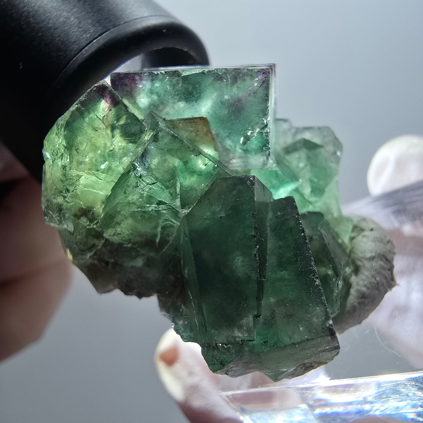 Rare phantom fluorite cube specimen, green-purple, Okorusu, Namibia, 35*35*21mm #11894 