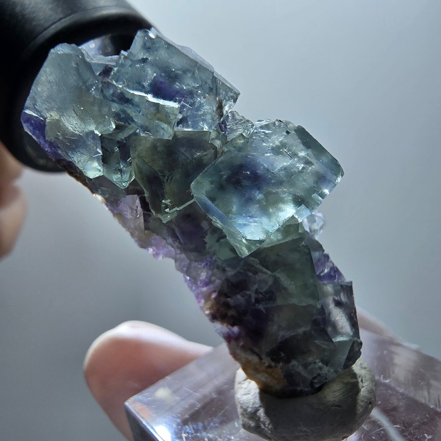 Rare spécimen de cube de fluorite fantôme, vert-violet, Okorusu, Namibie, 41*16*16 mm #11896 