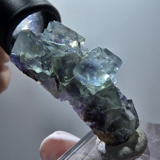 Rare phantom fluorite cube specimen, green-purple, Okorusu, Namibia, 41*16*16mm #11896 