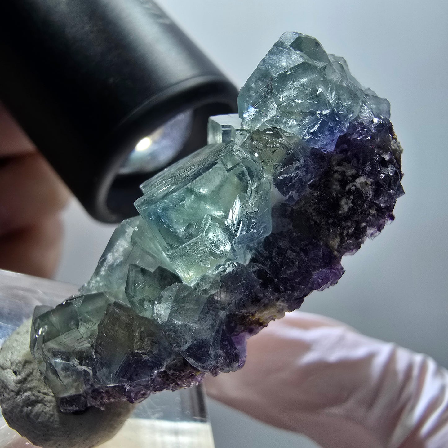 Rare spécimen de cube de fluorite fantôme, vert-violet, Okorusu, Namibie, 41*16*16 mm #11896 