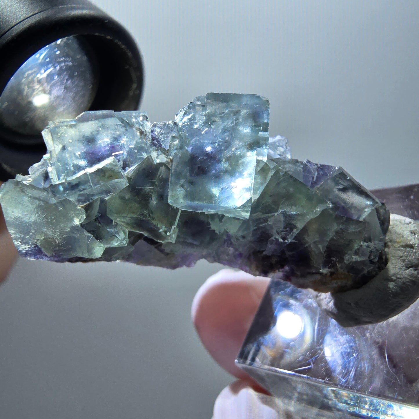 Rare spécimen de cube de fluorite fantôme, vert-violet, Okorusu, Namibie, 41*16*16 mm #11896 