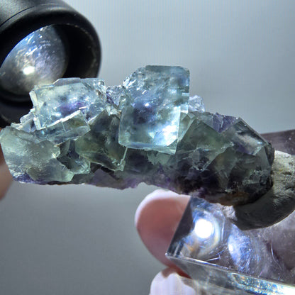 Rare spécimen de cube de fluorite fantôme, vert-violet, Okorusu, Namibie, 41*16*16 mm #11896 