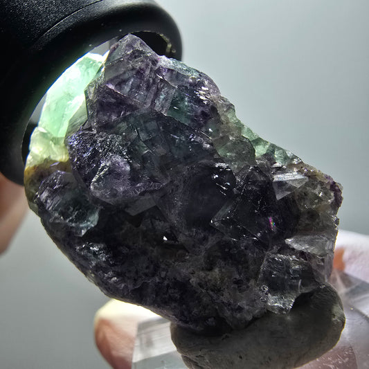 Rare phantom fluorite cube specimen, green-purple, Okorusu, Namibia, 35*22*17mm #11897 