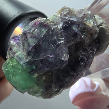 Rare phantom fluorite cube specimen, green-purple, Okorusu, Namibia, 35*22*17mm #11897 