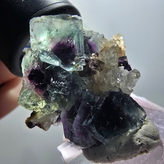 Rare phantom fluorite cube specimen, green-purple, Okorusu, Namibia, 33*30*17mm #11898 