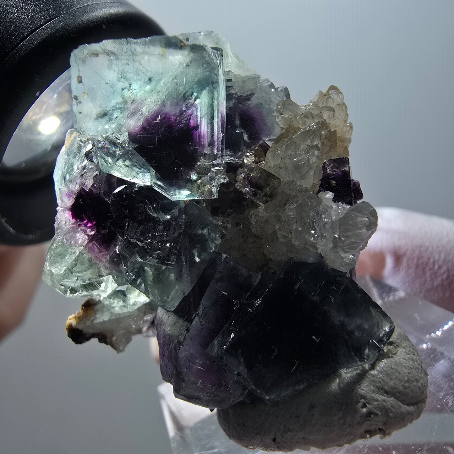 Rare phantom fluorite cube specimen, green-purple, Okorusu, Namibia, 33*30*17mm #11898 