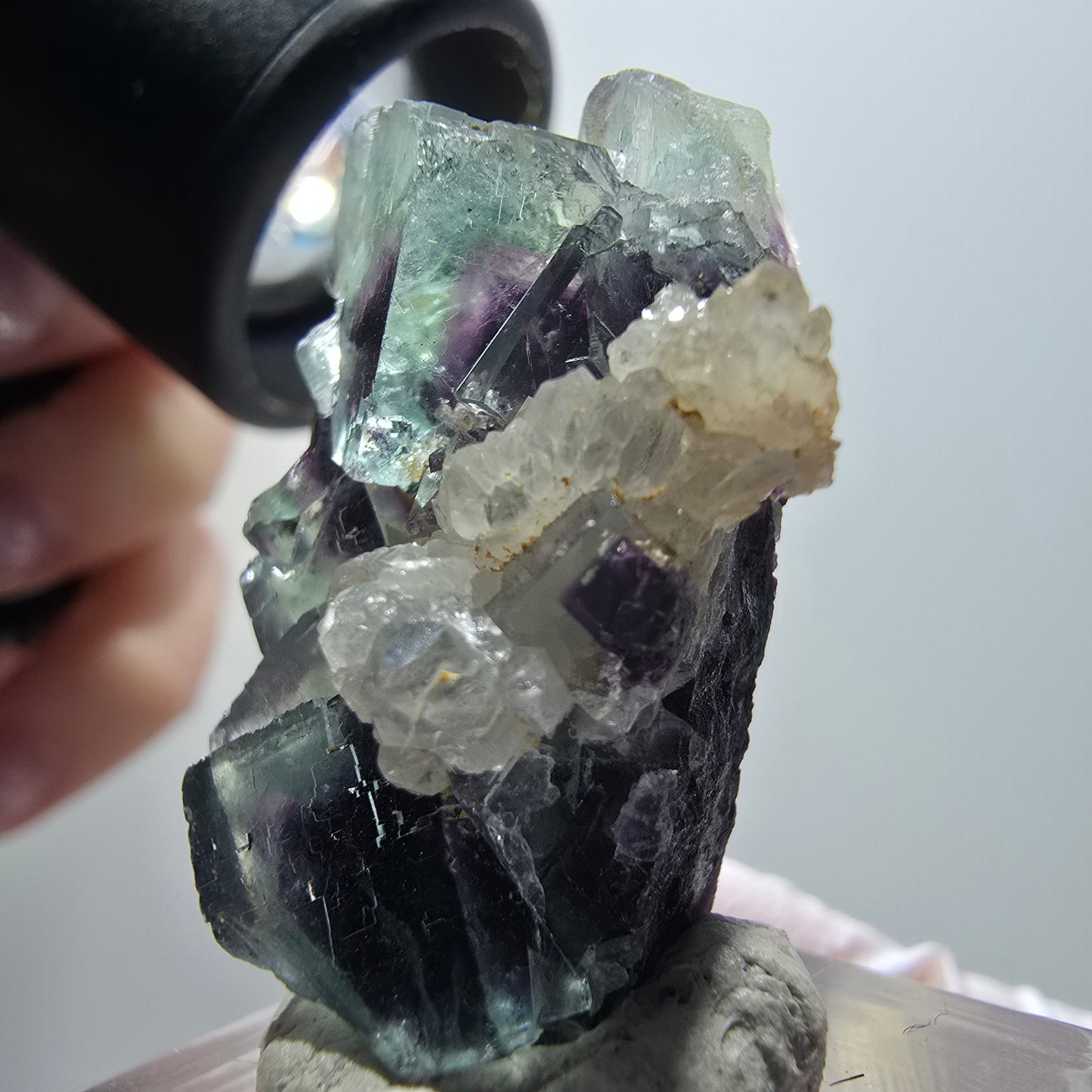 Rare phantom fluorite cube specimen, green-purple, Okorusu, Namibia, 33*30*17mm #11898 
