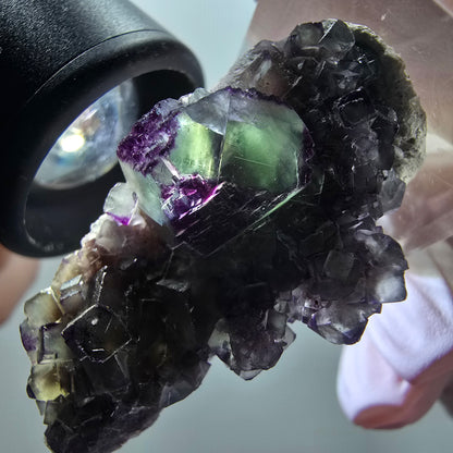 Rare spécimen de cube de fluorite fantôme, vert-violet, Okorusu, Namibie, 43*22*15 mm #11899 