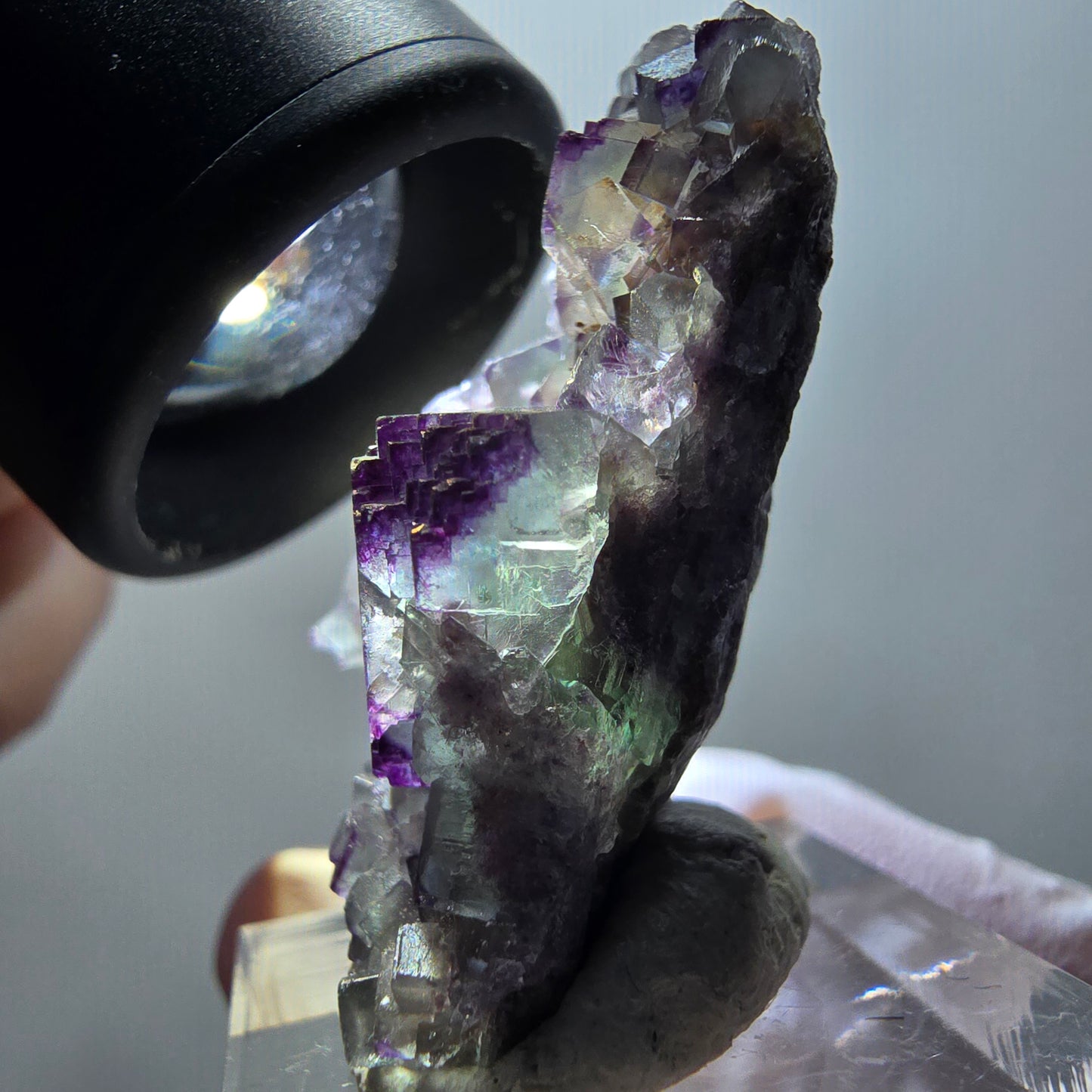 Rare spécimen de cube de fluorite fantôme, vert-violet, Okorusu, Namibie, 43*22*15 mm #11899 