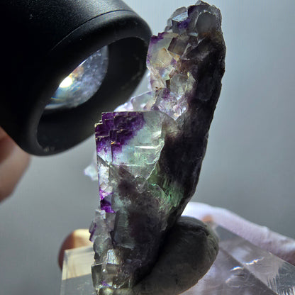Rare spécimen de cube de fluorite fantôme, vert-violet, Okorusu, Namibie, 43*22*15 mm #11899 