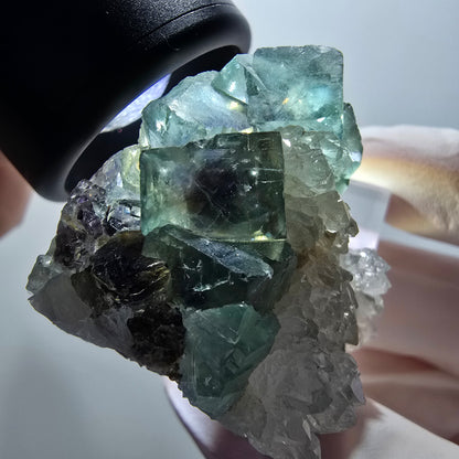 Cube de fluorite fantôme rare, spécimen de quartz d'Okorusu, Namibie 37*33*26mm #11901 