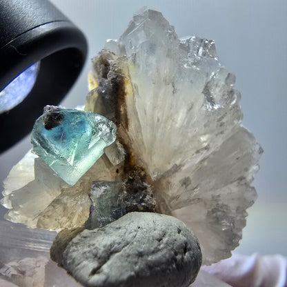 Cube de fluorite fantôme rare, spécimen de quartz d'Okorusu, Namibie 33*30*21mm #11902 