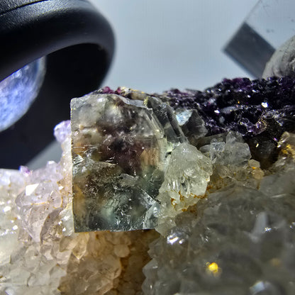 Cube de fluorite fantôme rare, spécimen de quartz d'Okorusu, Namibie, 52 x 32 x 27 mm, n° 11903 