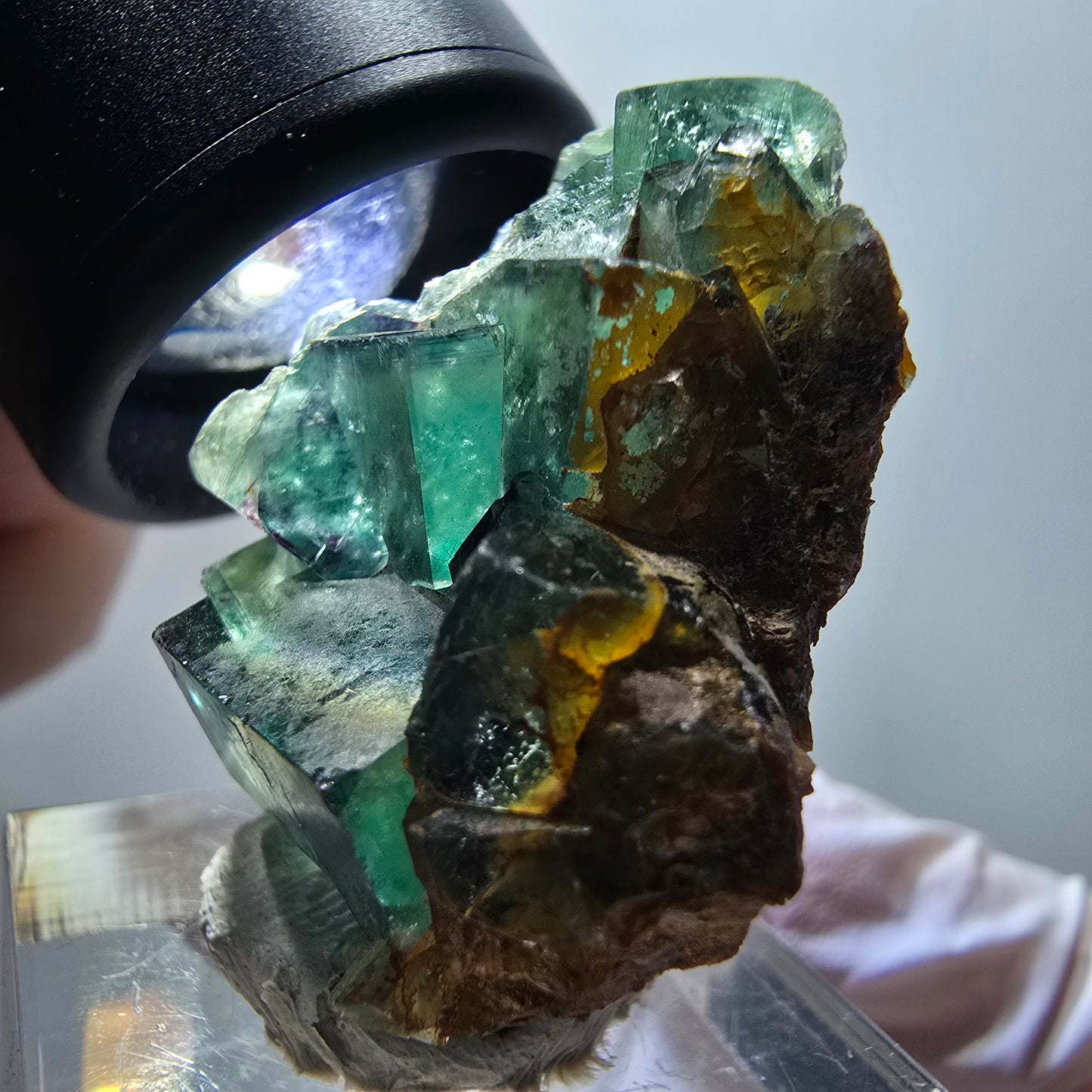 Rare phantom fluorite cube specimen, green-purple, Okorusu, Namibia, 34*33*17mm #11904 
