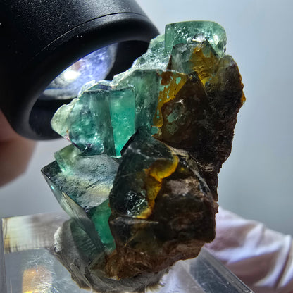 Rare phantom fluorite cube specimen, green-purple, Okorusu, Namibia, 34*33*17mm #11904 