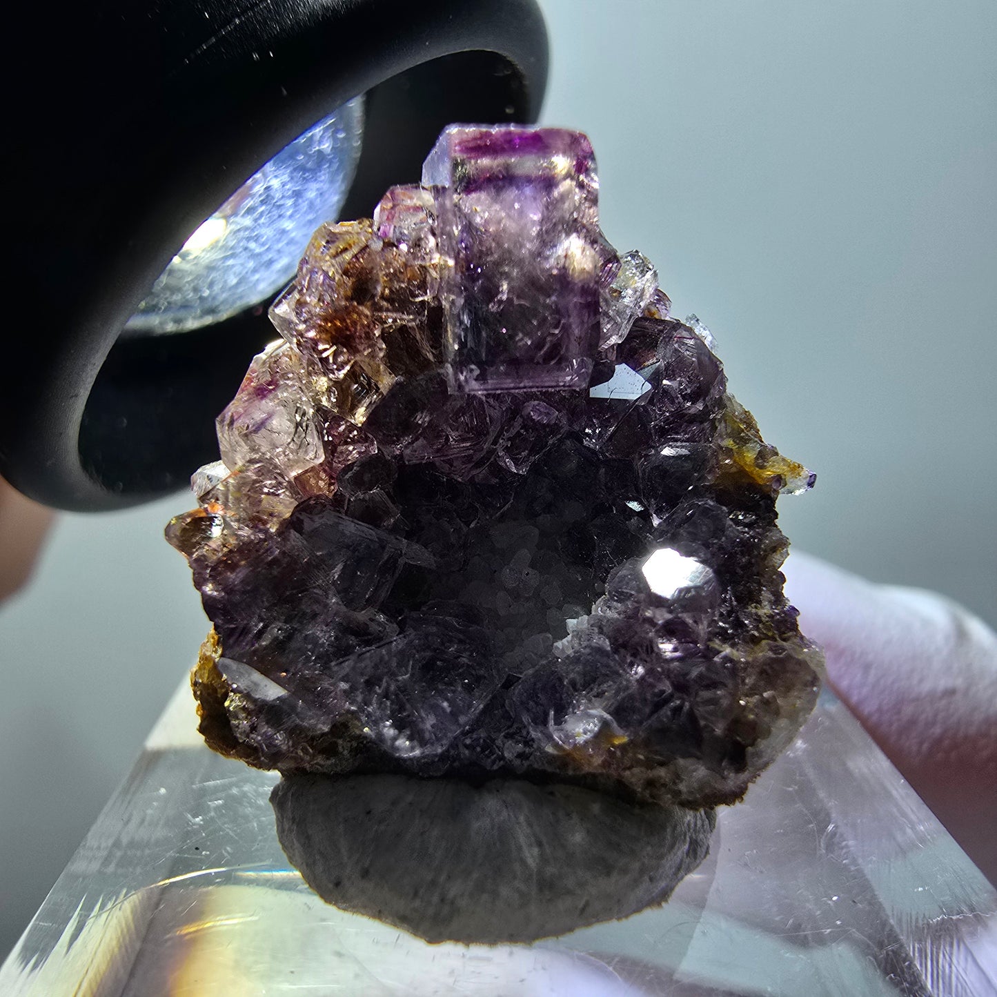 Rare spécimen de cube de fluorite fantôme, vert-violet, Okorusu, Namibie, 21*20*11 mm #11905 