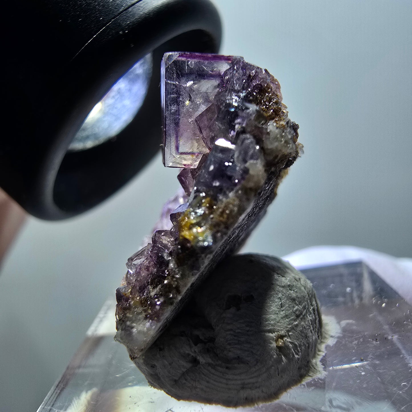 Rare spécimen de cube de fluorite fantôme, vert-violet, Okorusu, Namibie, 21*20*11 mm #11905 