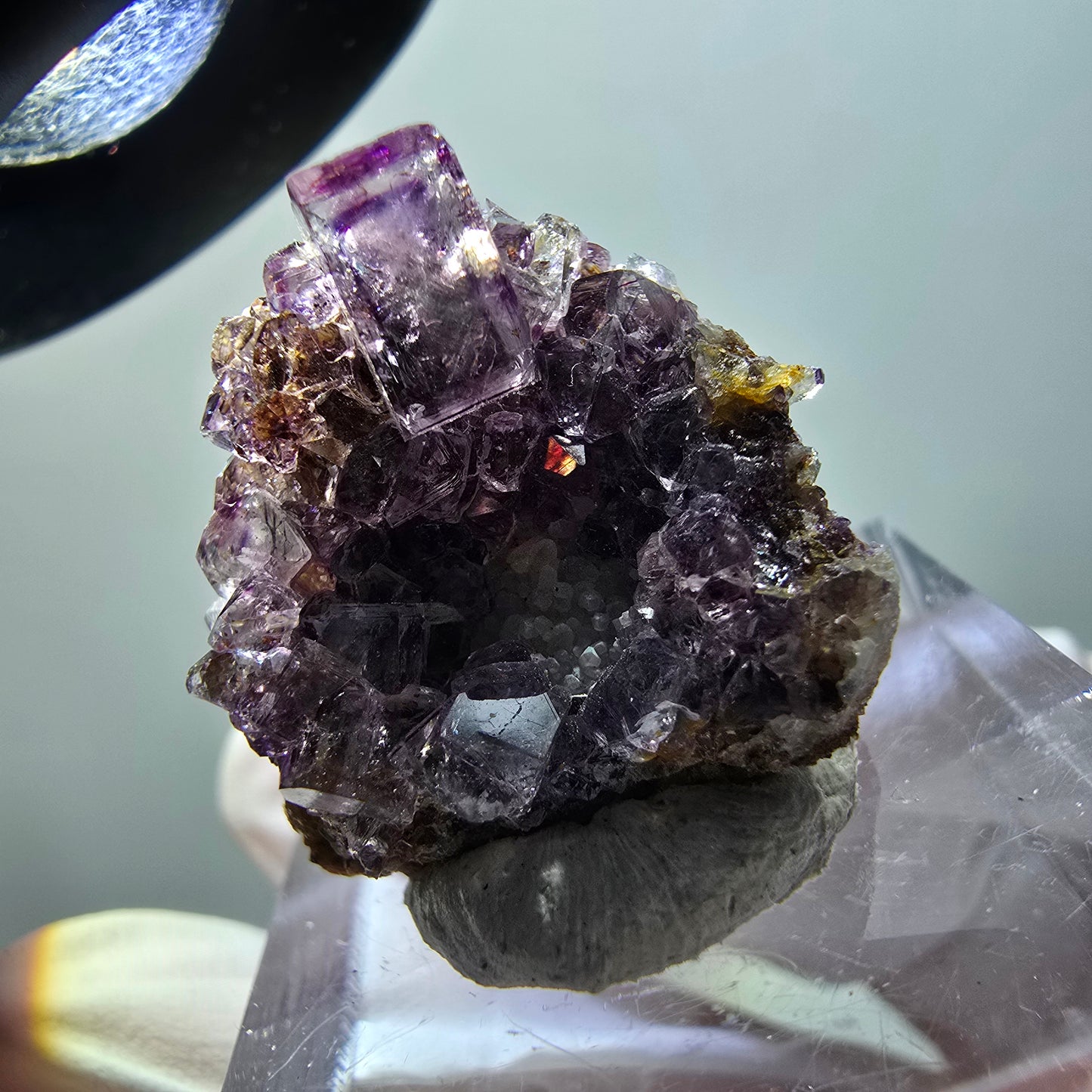 Rare spécimen de cube de fluorite fantôme, vert-violet, Okorusu, Namibie, 21*20*11 mm #11905 