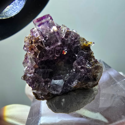 Rare spécimen de cube de fluorite fantôme, vert-violet, Okorusu, Namibie, 21*20*11 mm #11905 