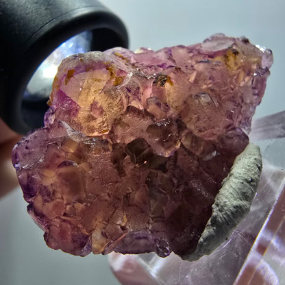 Rare spécimen cubique de fluorite fantôme, violet-jaune, Okorusu, Namibie, 42*28*21 mm #11906 