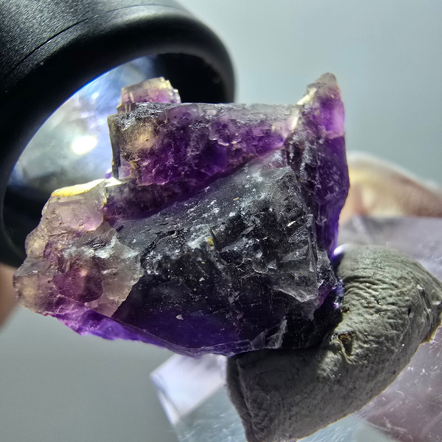 Spécimen rare de cube de fluorite fantôme, violet, Okorusu, Namibie, 25*22*12 mm #11907 