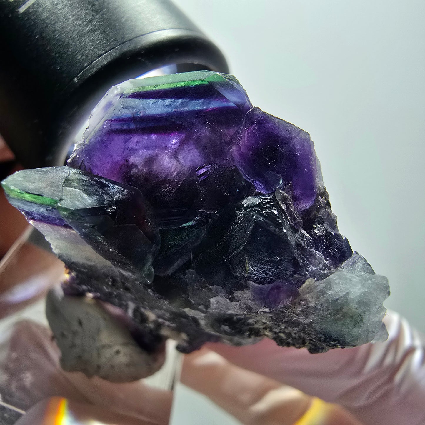 Rare phantom fluorite cube specimen, green-purple, Okorusu, Namibia, 40*34*20mm #11910 