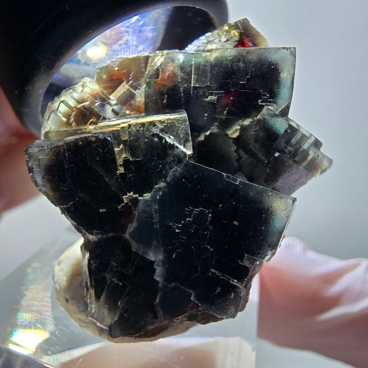 Rare phantom fluorite cube specimen, green-brown, Okorusu, Namibia, 35*30*23mm #11912 