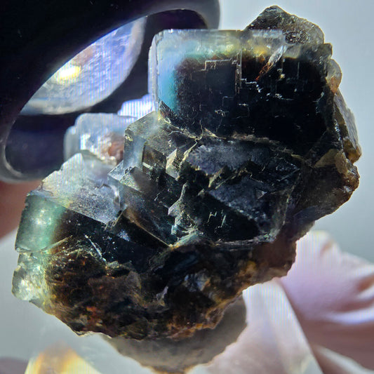 Rare phantom fluorite cube specimen, green-brown, Okorusu, Namibia, 35*30*23mm #11912 