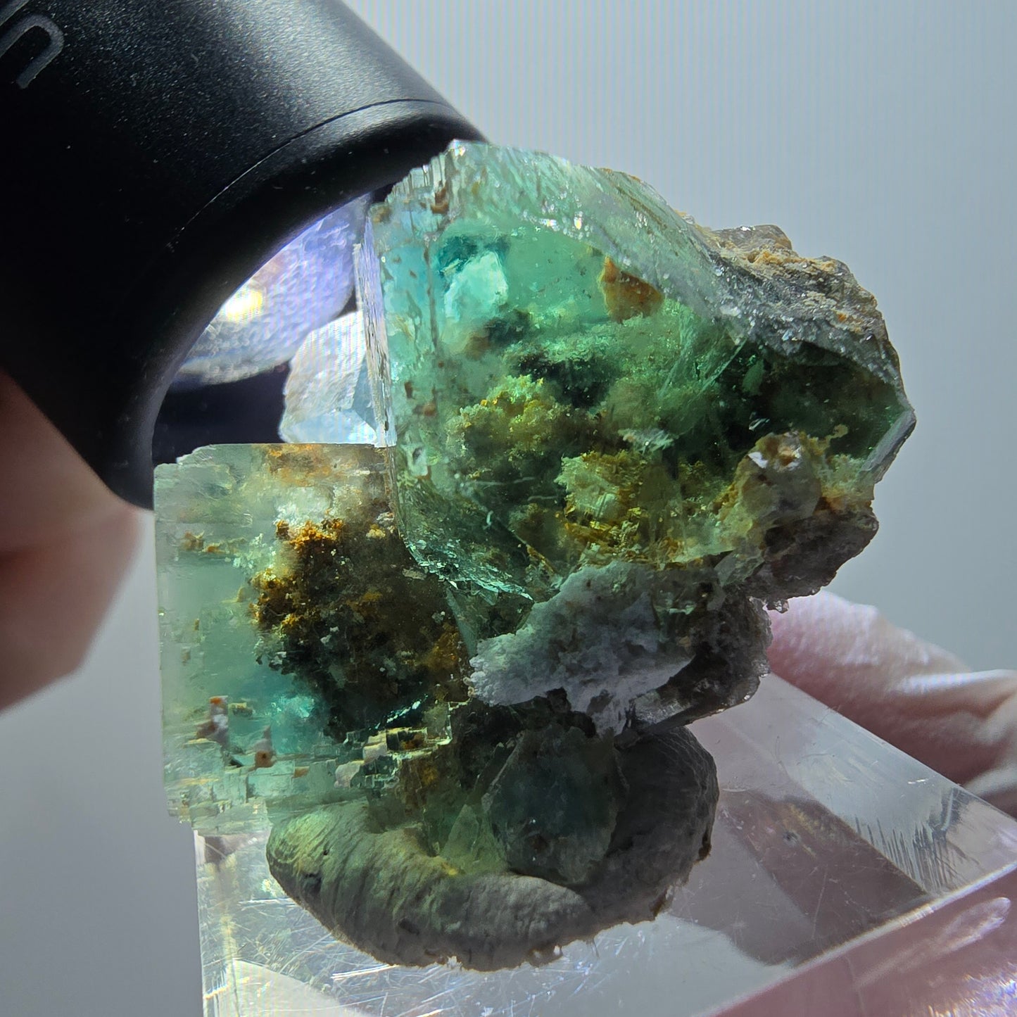 Cube d'escalier en fluorite Phantom, parquet vert Okorusu, Namibie 40*32*20mm #11914 