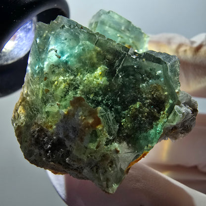 Cube d'escalier en fluorite Phantom, parquet vert Okorusu, Namibie 40*32*20mm #11914 