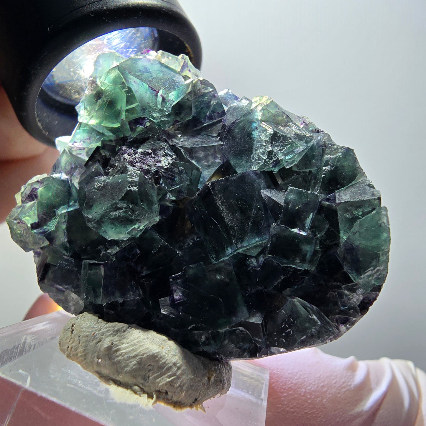 Rare phantom fluorite cube specimen, green-purple, Okorusu, Namibia, 44*34*13mm #11915 