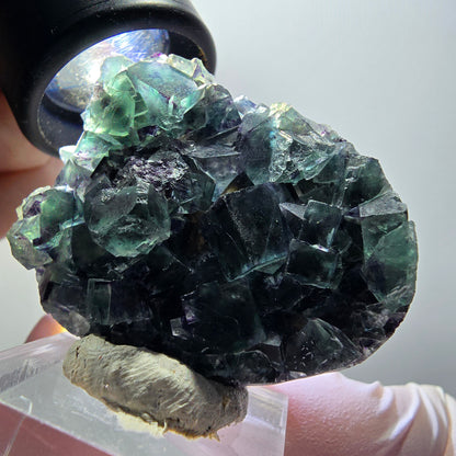 Rare phantom fluorite cube specimen, green-purple, Okorusu, Namibia, 44*34*13mm #11915 